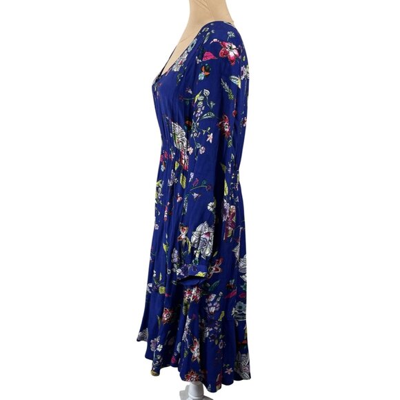 Maeve Maplewood Dress Blue Floral XL Extra Large Long Sleeve V-Neck - Picture 3 of 9